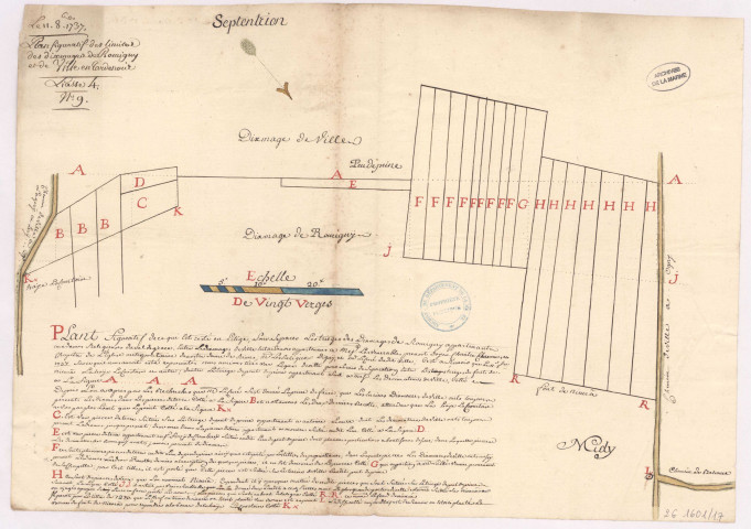 Plan figuratif des limites des dixmages de Romigny et de Ville-en-Tardenois (1737)