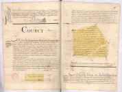 Arpentages et plans de pièces de terre au terroir de Courcy (1754)
