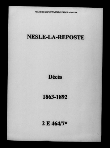 Nesle-la-Reposte. Décès 1863-1892