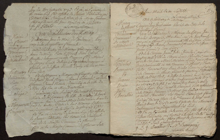 Florent-en-Argonne. Publications de mariage an XI-1926