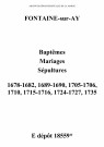 Fontaine-sur-Ay. Baptêmes, mariages, sépultures 1678-1735