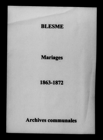 Blesme. Mariages 1863-1872