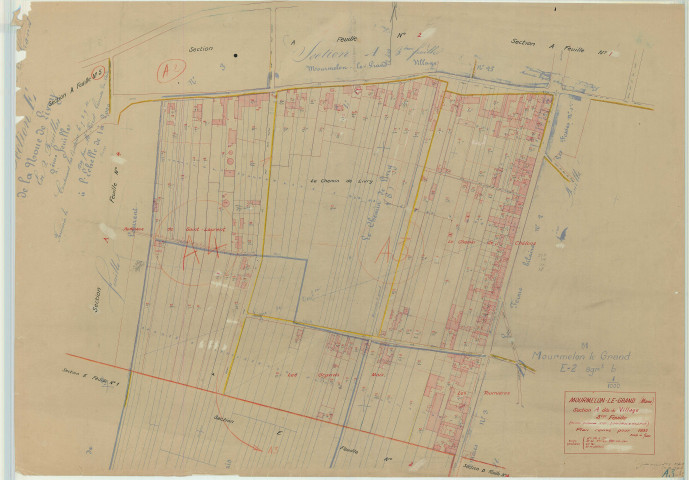 Mourmelon-le-Grand (51388). Section A3 2 échelle 1/1000, plan mis à jour pour 1935 (section A3 2e partie), plan non régulier (papier)