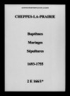 Cheppes. Baptêmes, mariages, sépultures 1693-1755