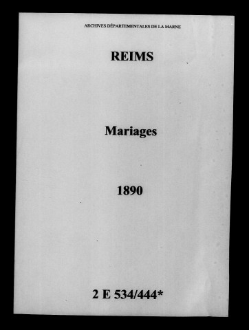 Reims. Mariages 1890