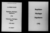 Landricourt. Naissances, mariages, décès 1792-1812