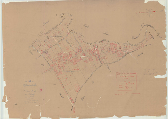 Saint-Hilaire-au-Temple (51485). Section B4 échelle 1/1000, plan mis à jour pour 1934, plan non régulier (papier)