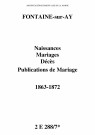Fontaine-sur-Ay. Naissances, mariages, décès, publications de mariage 1863-1872