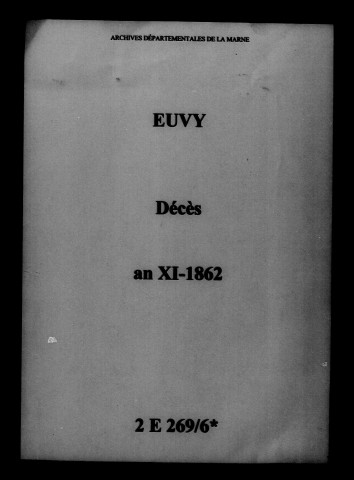 Euvy. Décès an XI-1862