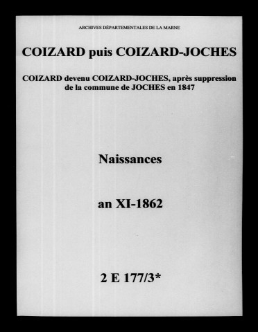 Coizard. Joches. Coizard-Joches. Naissances an XI-1862