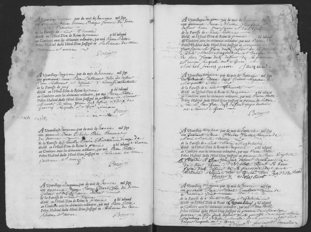 Reims. Hôtel-Dieu. Sépultures 1742-1746