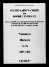Soudé-Sainte-Croix. Naissances, mariages, décès 1833-1852