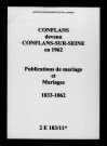Conflans. Publications de mariage, mariages 1833-1862