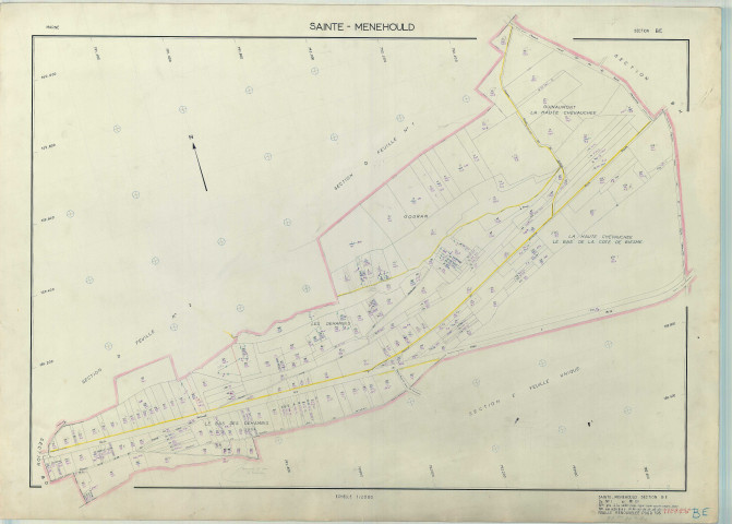 Sainte-Menehould (51507). Section BE échelle 1/2000, plan renouvelé pour 1966, plan régulier (papier armé)