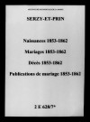 Serzy-et-Prin. Naissances, mariages, décès, publications de mariage 1853-1862