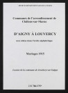 Communes d'Aigny à Louvercy de l'arrondissement de Châlons. Mariages 1915