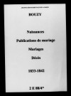 Bouzy. Naissances, publications de mariage, mariages, décès 1833-1842