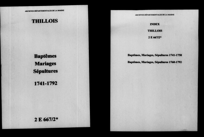 Thillois. Baptêmes, mariages, sépultures 1741-1792