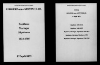 Bergères-sous-Montmirail. Baptêmes, mariages, sépultures 1633-1705
