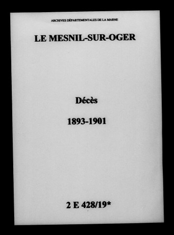 Mesnil-sur-Oger (Le). Décès 1893-1901