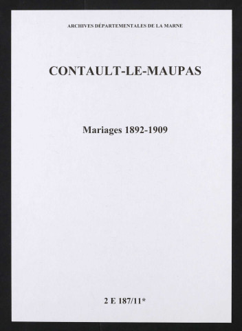 Contault. Mariages 1892-1909