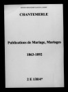 Chantemerle. Publications de mariage, mariages 1863-1892