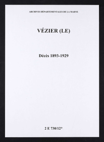 Vézier (Le). Décès 1893-1929