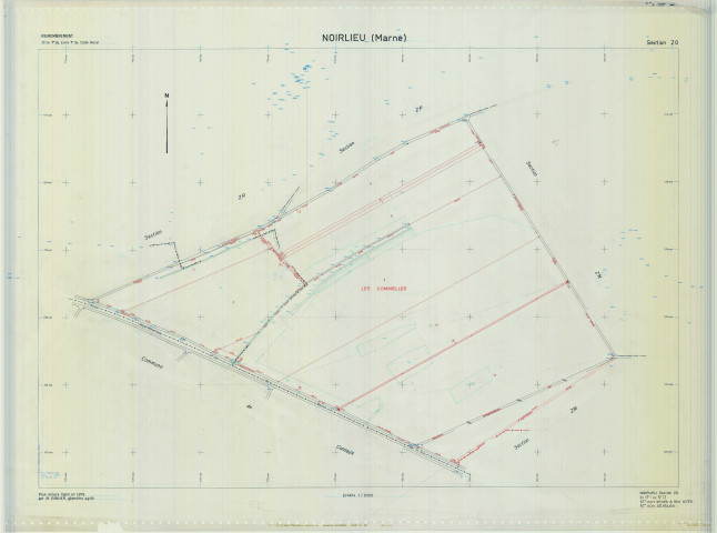 Noirlieu (51404). Section ZO échelle 1/2000, plan remembré pour 1979, plan régulier (calque)