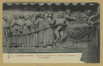 REIMS. 12. Cathédrale de Fragment du tympan du Portail du Jugement . Les Damnés / Royer, Nancy.