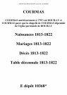 Courmas. Naissances, mariages, décès et tables des naissances, mariages, décès 1813-1822