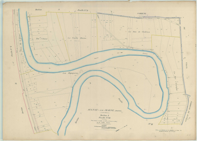 Aulnay-sur-Marne (51023). Section A10 échelle 1/1000, plan mis à jour pour 1912, plan non régulier (papier)