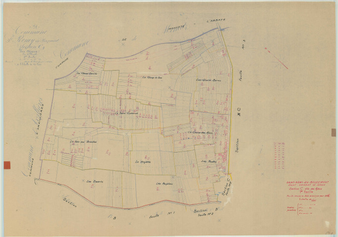 Saint-Remy-en-Bouzemont-Saint-Genest-et-Isson (51513). Section C1 échelle 1/2000, plan mis à jour pour 1955, plan non régulier (papier)