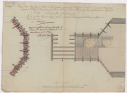 Plan d'un pont en bois à construire entre le pont des Indes prés la ville de Vitry-le-François et le village de Blacy. Pont rouge. Plan 10 août 1791.