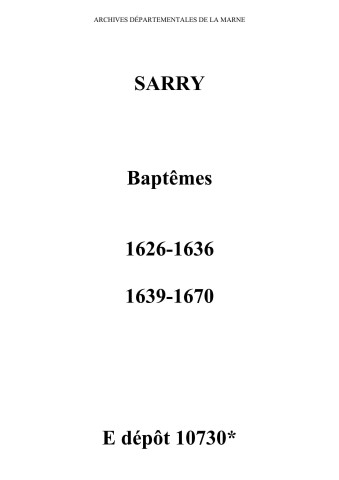 Sarry. Baptêmes 1626-1670