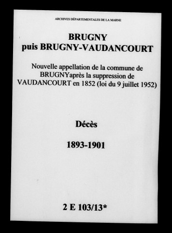 Brugny-Vaudancourt. Décès 1893-1901