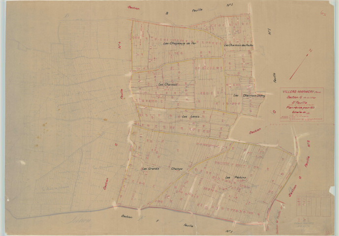 Villers-Marmery (51636). Section G3 échelle 1/1000, plan mis à jour pour 1951, plan non régulier (papier).