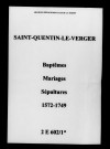 Saint-Quentin-le-Verger. Baptêmes, mariages, sépultures 1572-1749