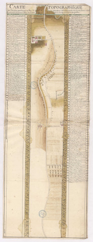 Carte topographique des terreins apartenens au Roy et procedans de la decouverte du grand chemin de Ste Menehould à Clermont entre les villages de la Grange aux bois et les Islettes, XVIIIè s.