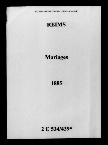 Reims. Mariages 1885