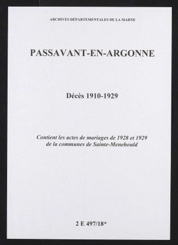 Passavant-en-Argonne. Décès 1910-1929