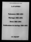 Lavannes. Naissances, mariages, décès, publications de mariage 1883-1892