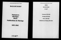 Bazancourt. Naissances, mariages, décès, publications de mariage 1853-1862