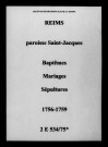 Reims. Saint-Jacques. Baptêmes, mariages, sépultures 1756-1759