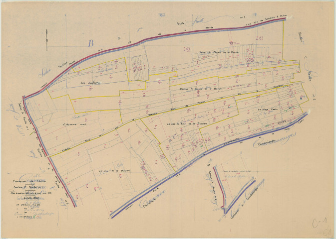 Huiron (51295). Section C1 échelle 1/2500, plan mis à jour pour 1956, plan non régulier (papier)