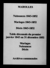 Marolles. Naissances, mariages, décès et tables décennales des naissances, mariages, décès 1843-1852