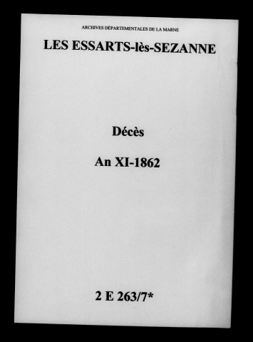 Essarts-lès-Sézanne (Les) . Décès an XI-1862