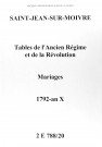 Saint-Jean-sur-Moivre. Tables de l'Ancien Régime et de la Révolution. Mariages 1792-an X