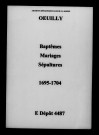 Oeuilly. Baptêmes, mariages, sépultures 1695-1704