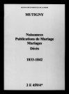 Mutigny. Naissances, publications de mariage, mariages, décès 1833-1842