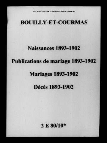 Bouilly. Naissances, publications de mariage, mariages, décès 1893-1902